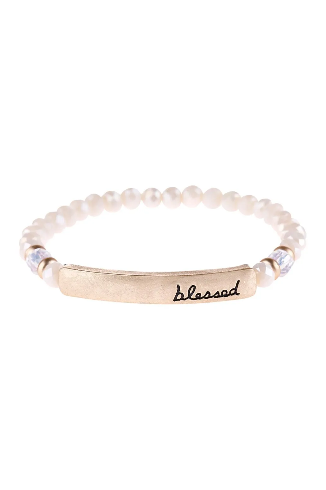 Hdb3007 - "Blessed" Rondelle Beads Stretchable Bracelet