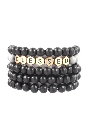 Hdb3020 - "Blessed" Charm Multiline Beaded Bracelet