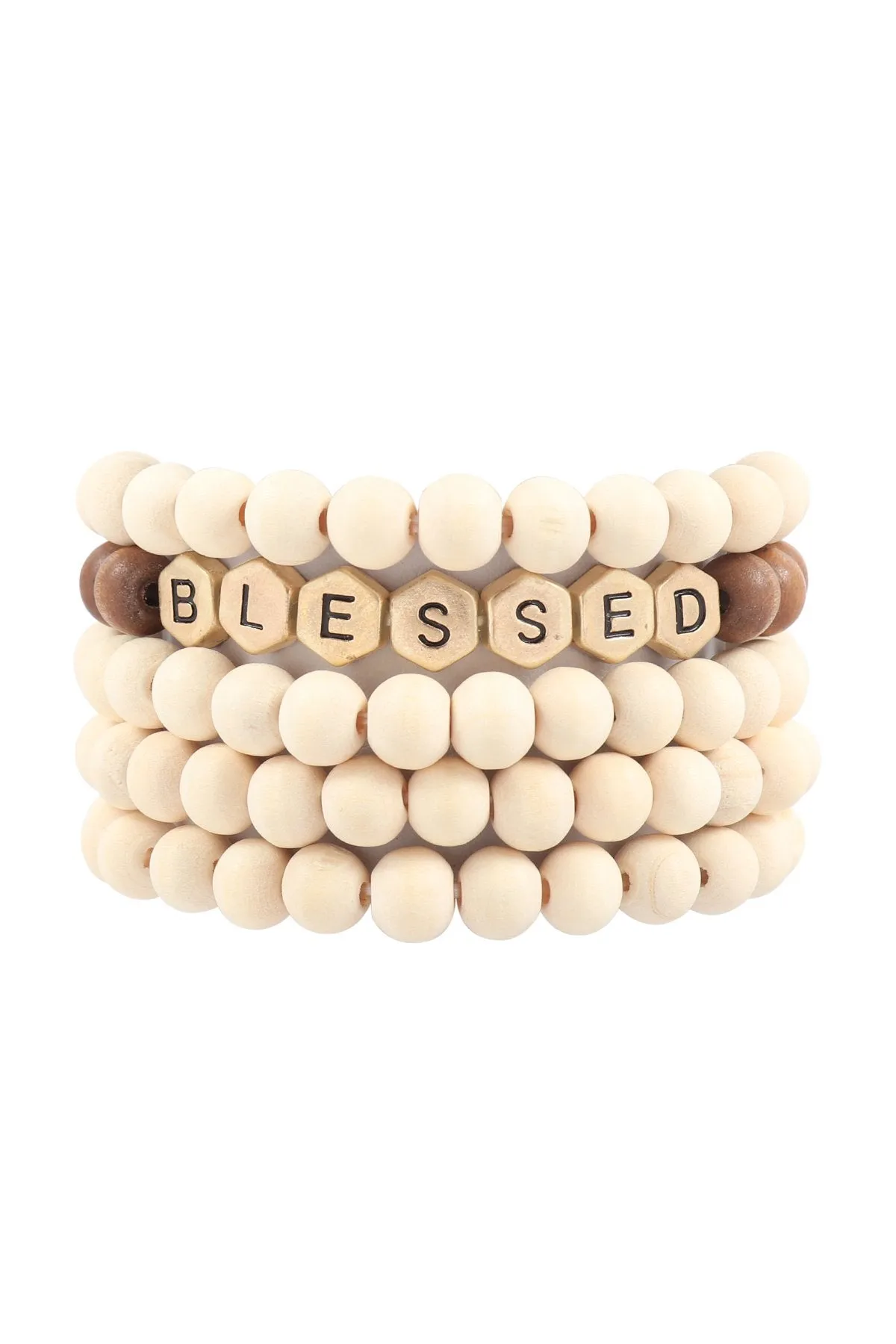 Hdb3020 - "Blessed" Charm Multiline Beaded Bracelet