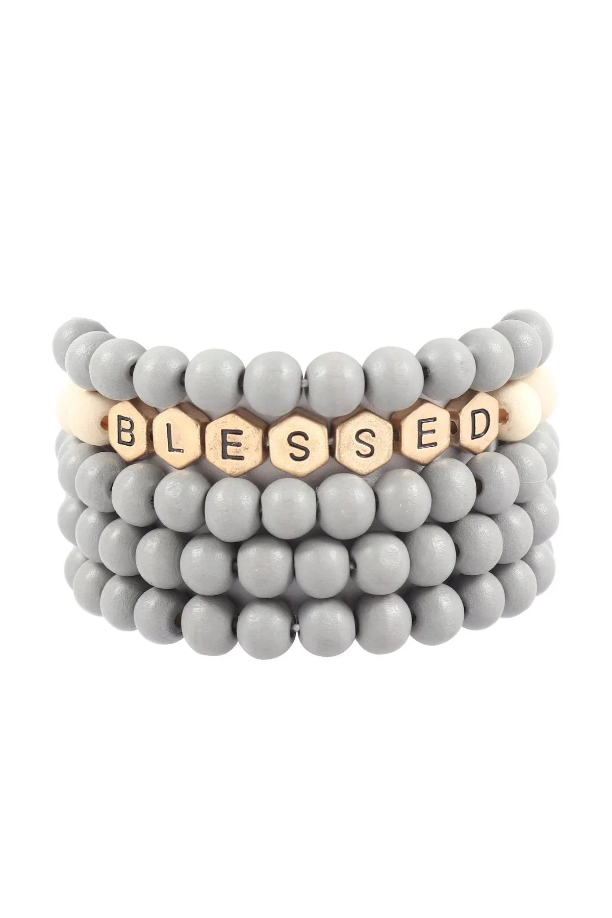 Hdb3020 - "Blessed" Charm Multiline Beaded Bracelet