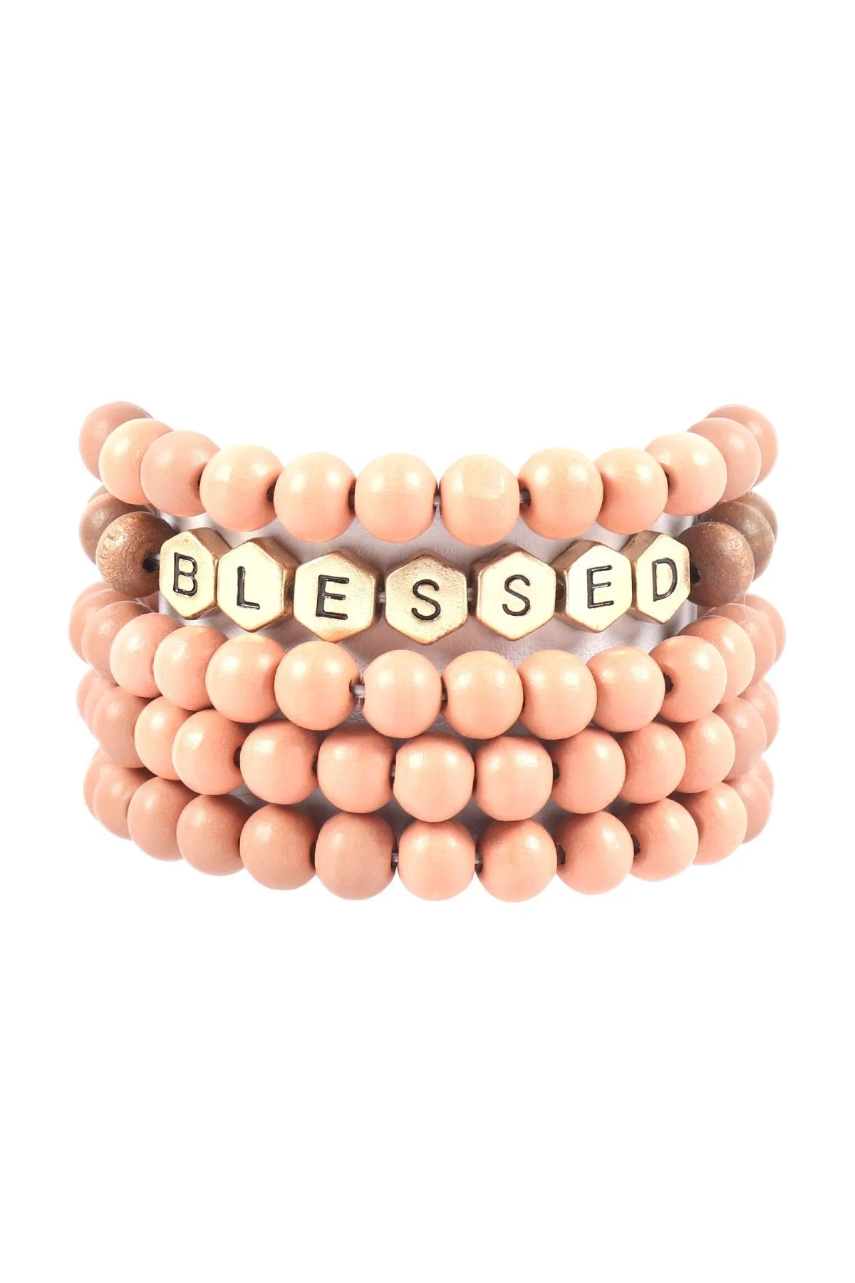 Hdb3020 - "Blessed" Charm Multiline Beaded Bracelet