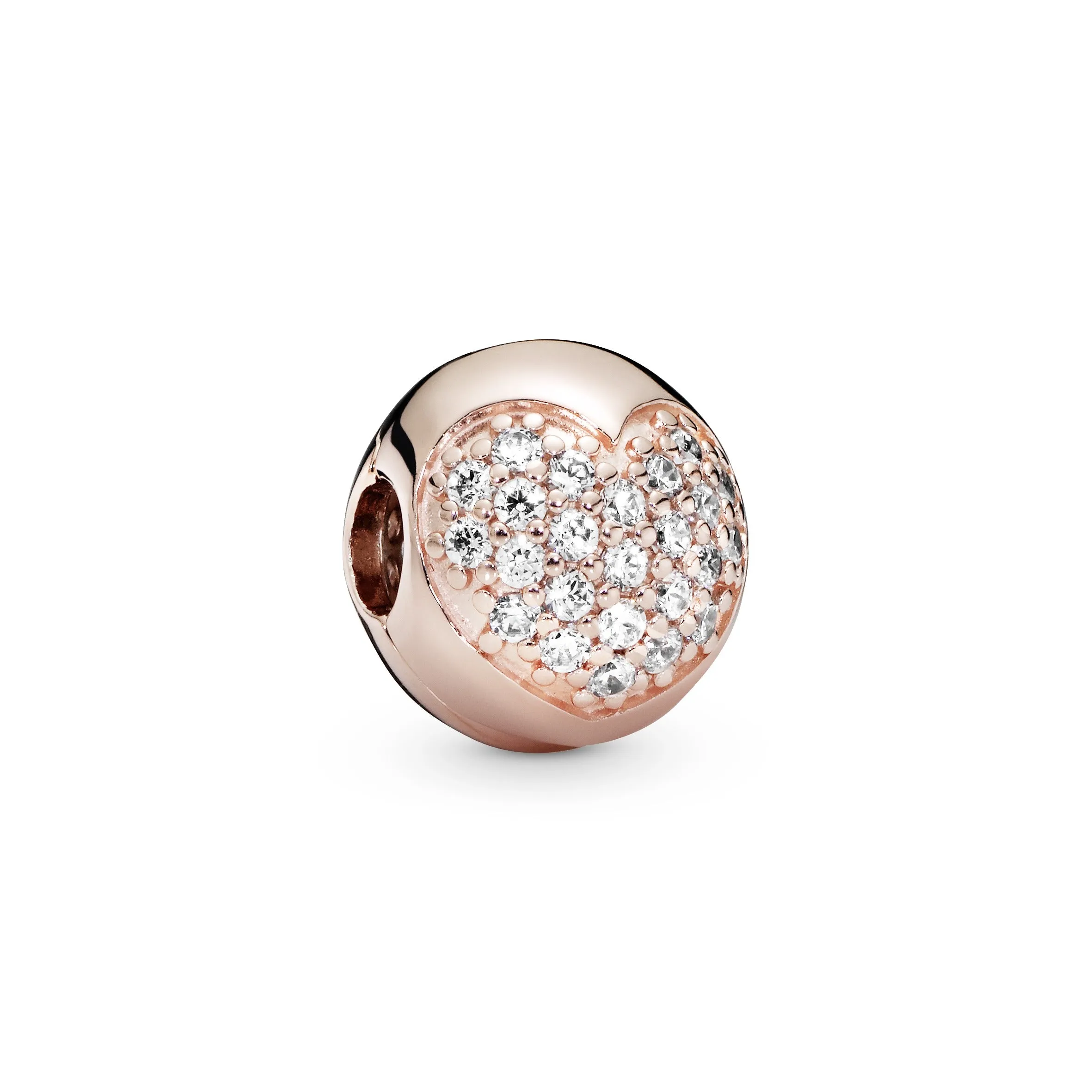 Heart 14k Rose Gold-plated clip with cubic zirconia