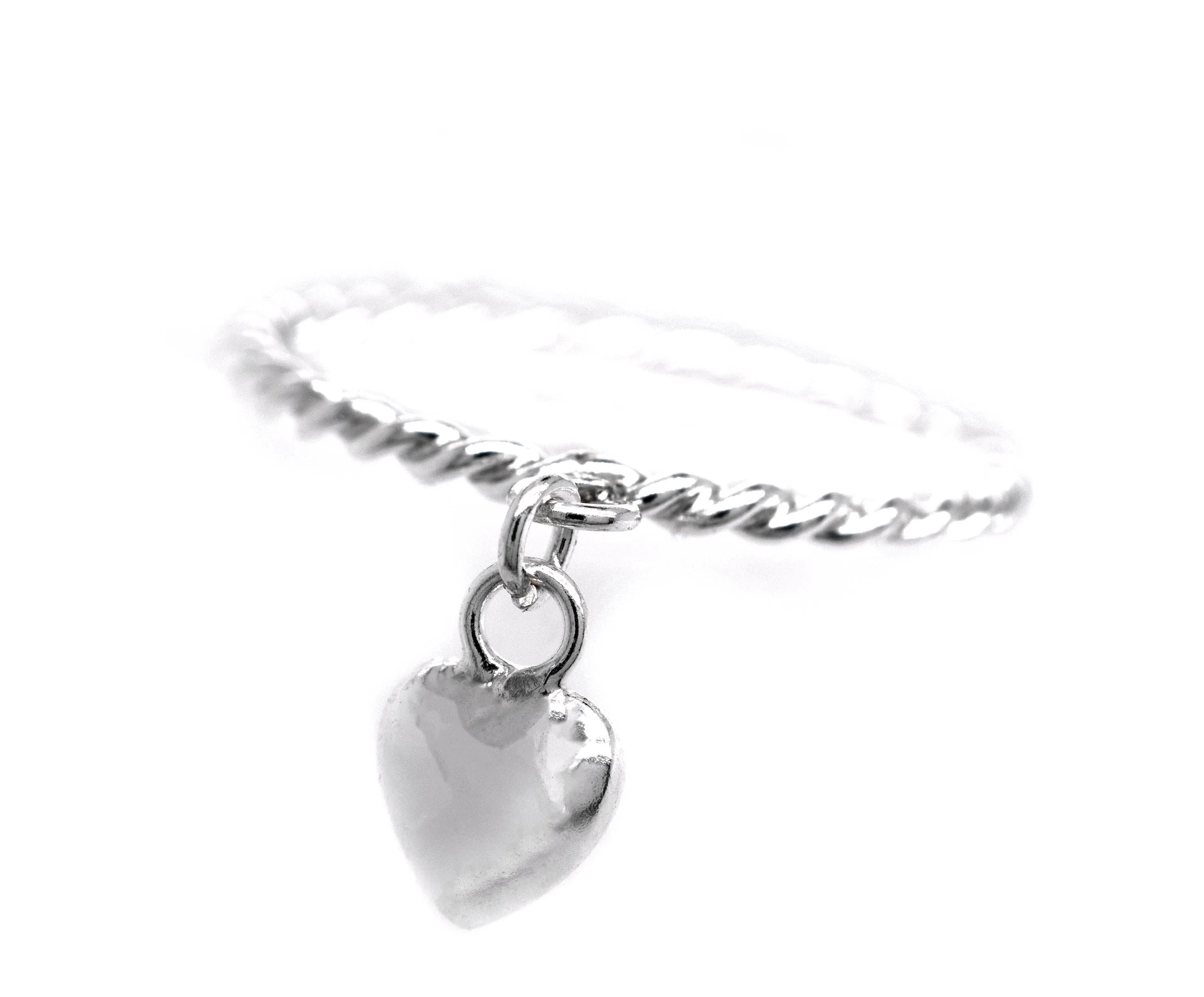 Heart Charm Ring With Rope Band