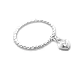 Heart Charm Ring With Rope Band