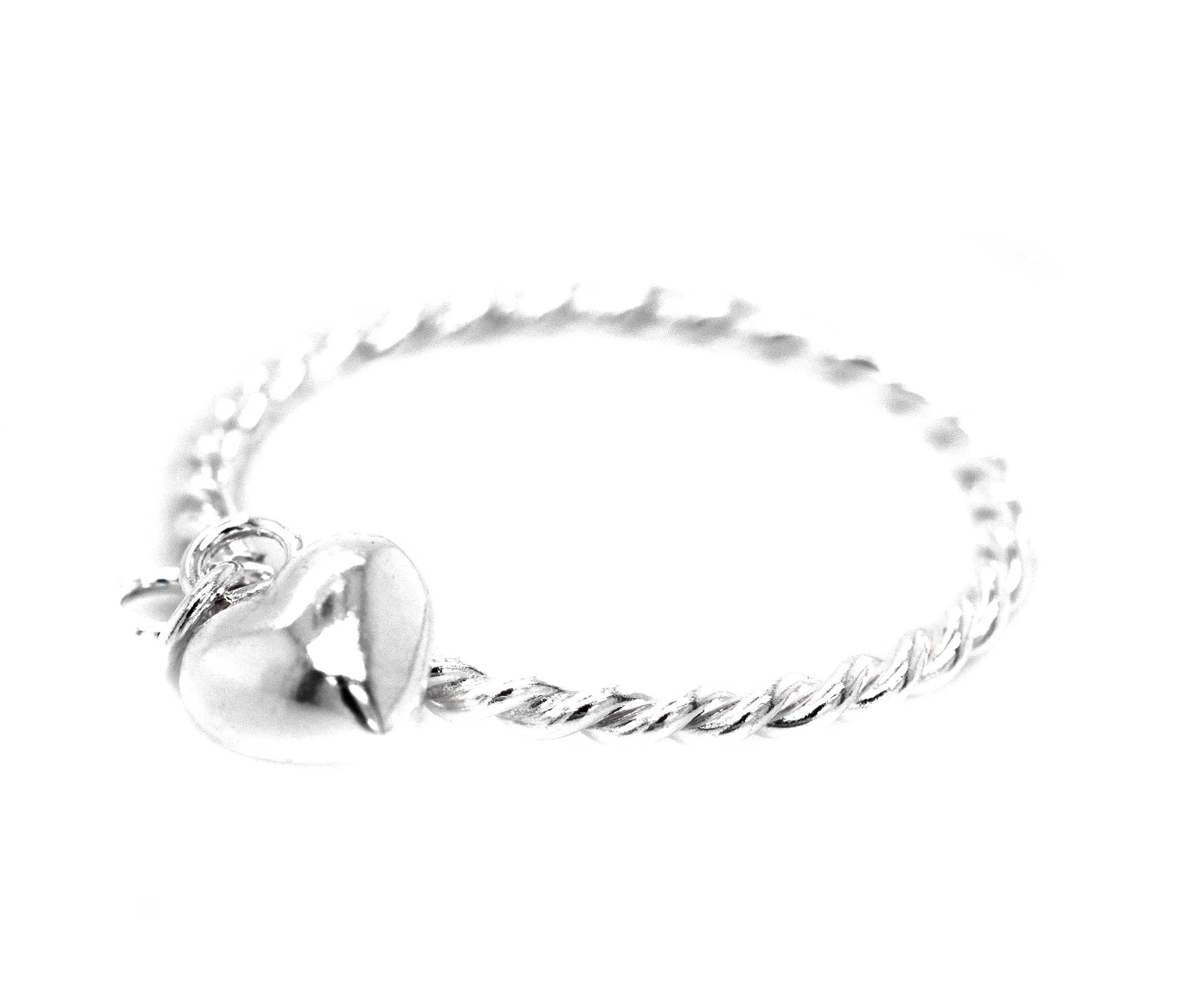 Heart Charm Ring With Rope Band