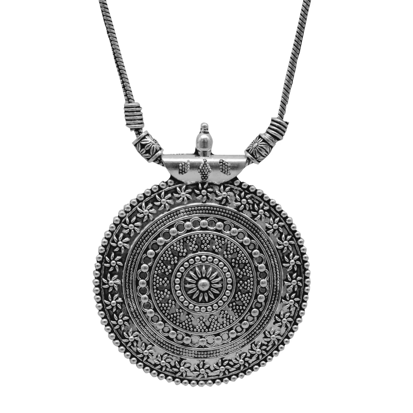 Ishya Silver Oxidized Long Necklace