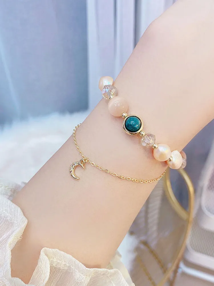 JUWANG Exquisite Zircon Chain Bracelets / Shine Temperament Bracelets /Romantic Pearl Bracelets For Women