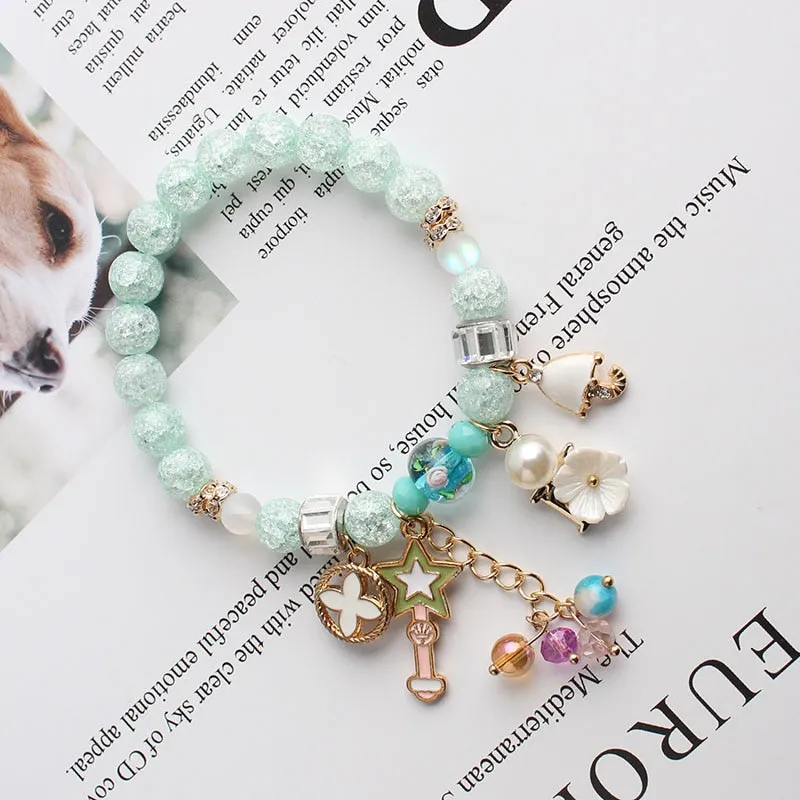 Korea Dongdaemun fashion starry sky female bracelet multi-element star moon crystal pendant beaded bracelet for women present