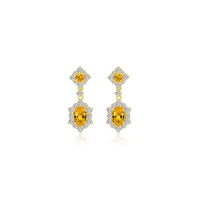 Lafonn Simulated Diamond & Citrine Oval Halo Drop Earrings E0593CTG00