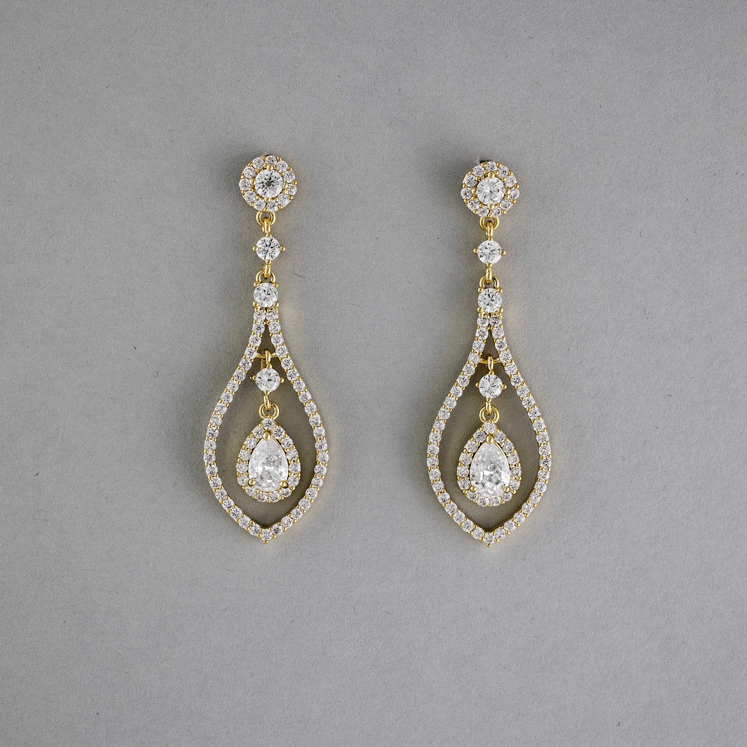 Layered CZ Teardrop Earrings for the Bride