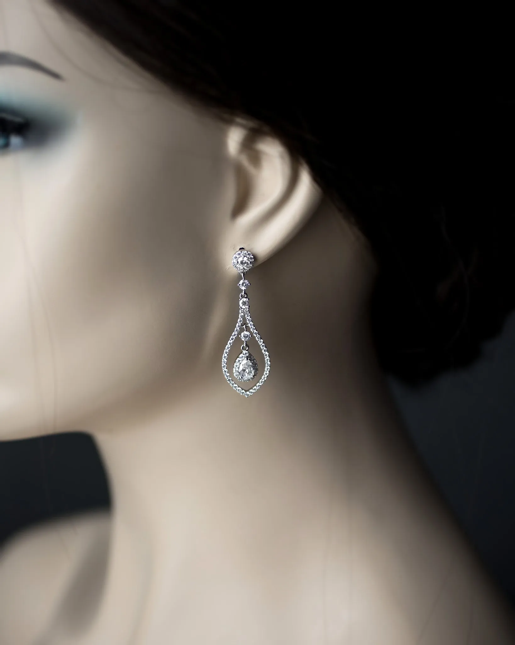 Layered CZ Teardrop Earrings for the Bride