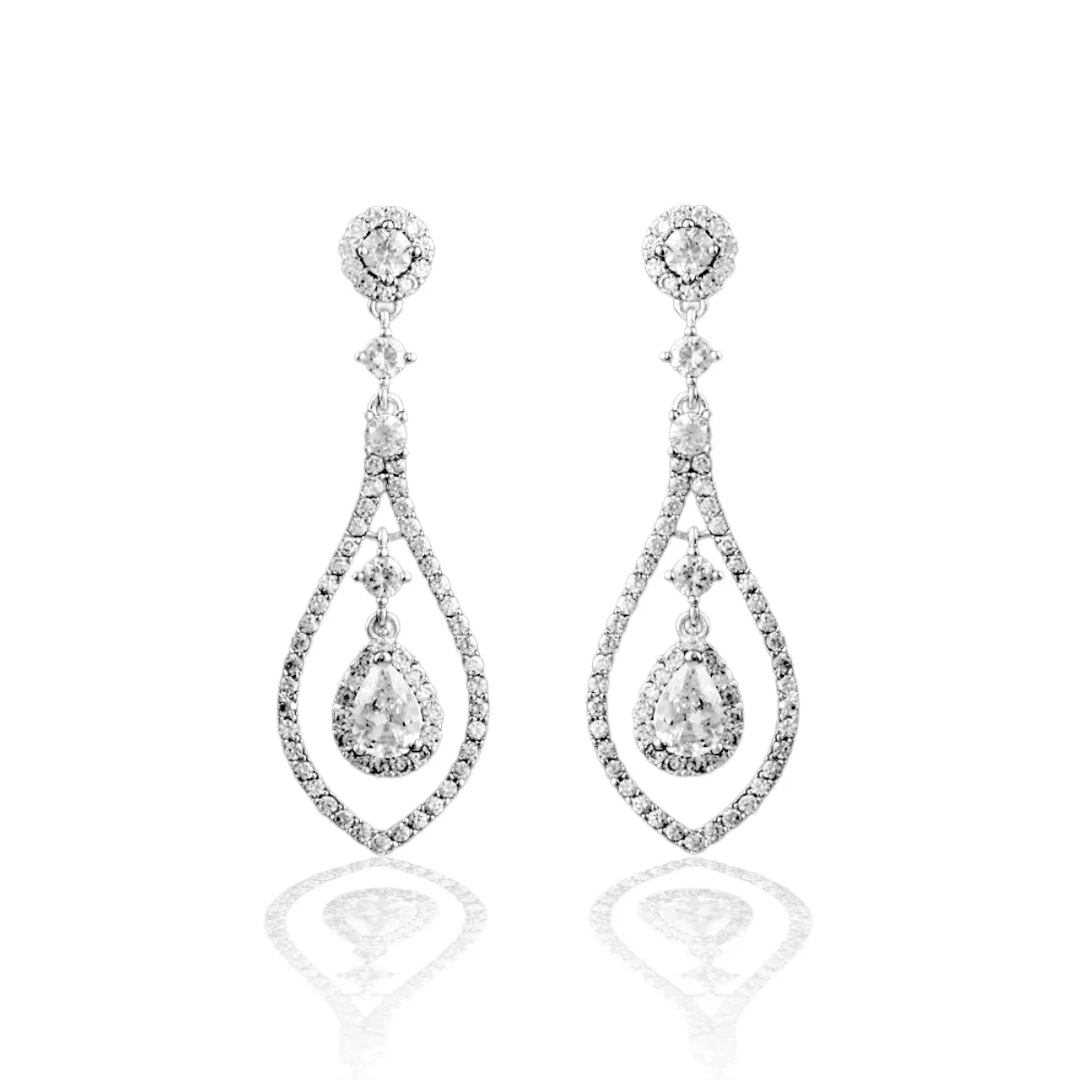 Layered CZ Teardrop Earrings for the Bride