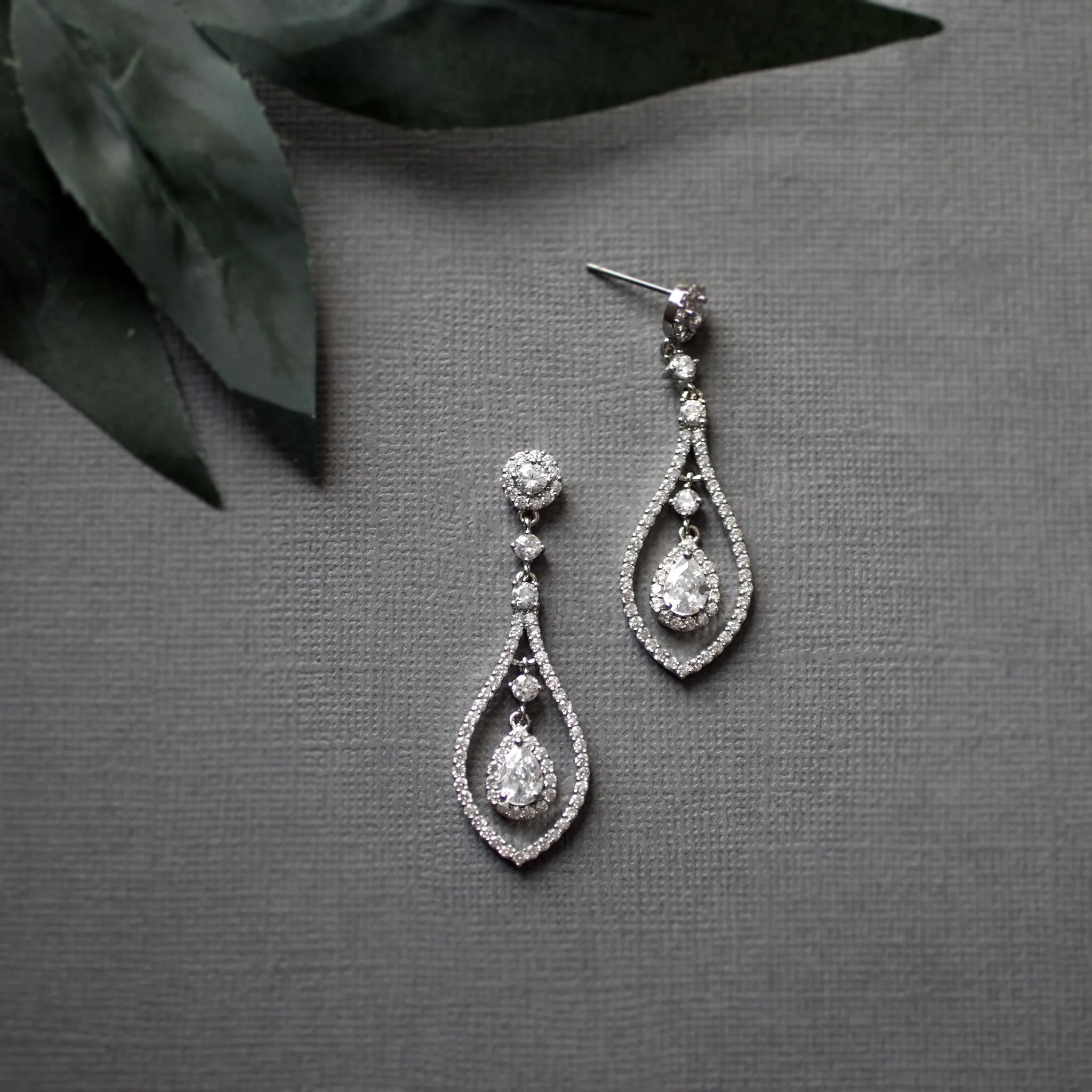 Layered CZ Teardrop Earrings for the Bride