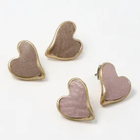 Leather Detail Heart Earrings