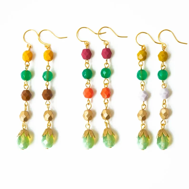 Long beaded earrings -WS