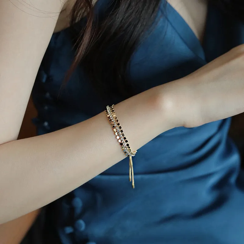 Luxury Gold Anniverssary Bracelet for Women Elastic Chain Jewellery