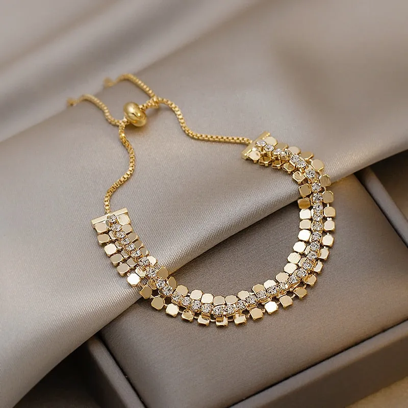 Luxury Gold Anniverssary Bracelet for Women Elastic Chain Jewellery