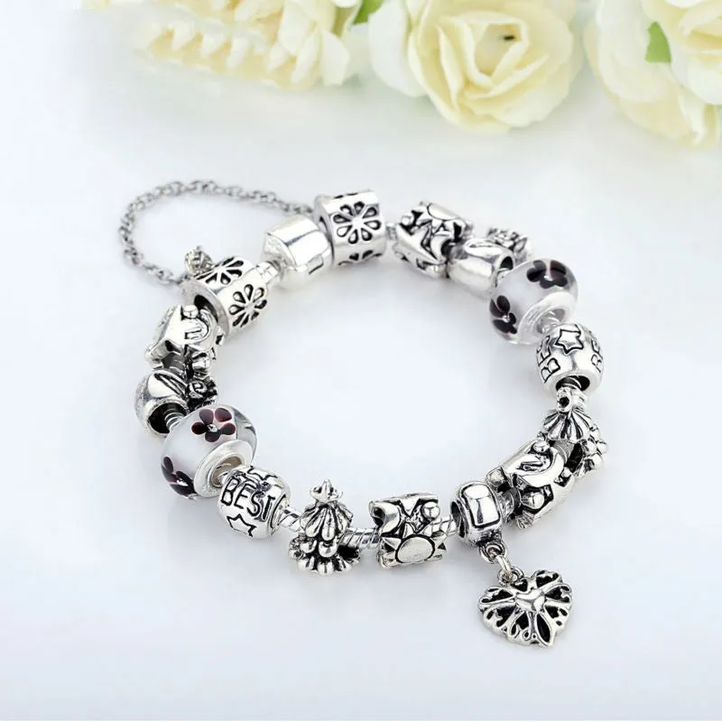 Luxury Silver Charm Bracelets & Bangle for Women With High Quality Murano Glass Beads DIY Christmas Gift