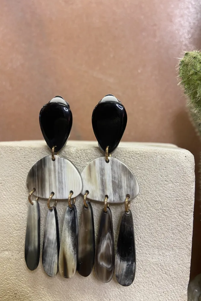 Marble Resin Drop Clip On Earrings