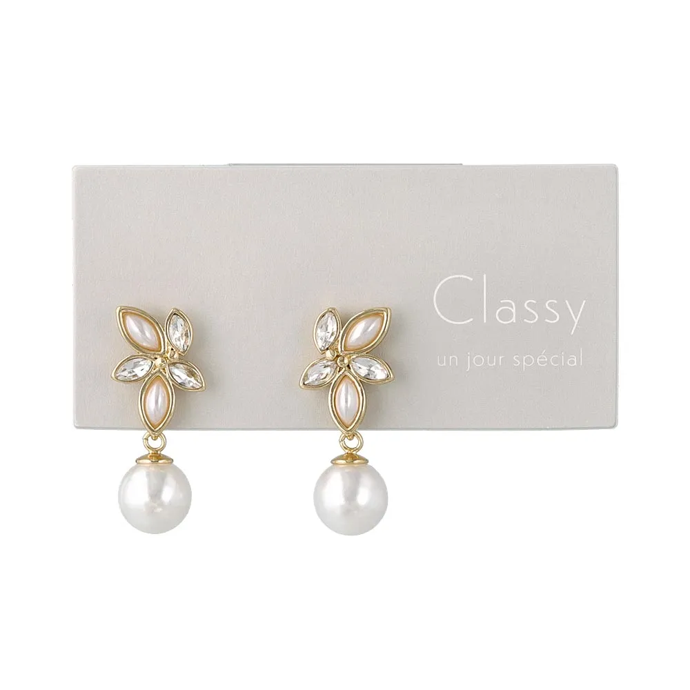 Marquise Ornate Pearl Drop Earrings