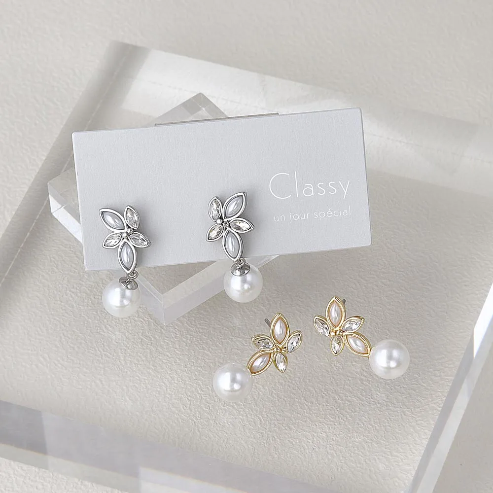 Marquise Ornate Pearl Drop Earrings