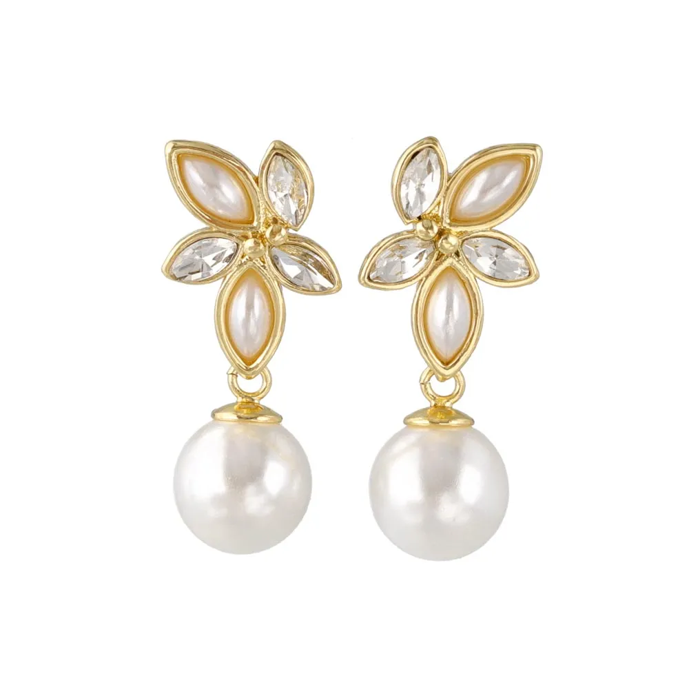 Marquise Ornate Pearl Drop Earrings