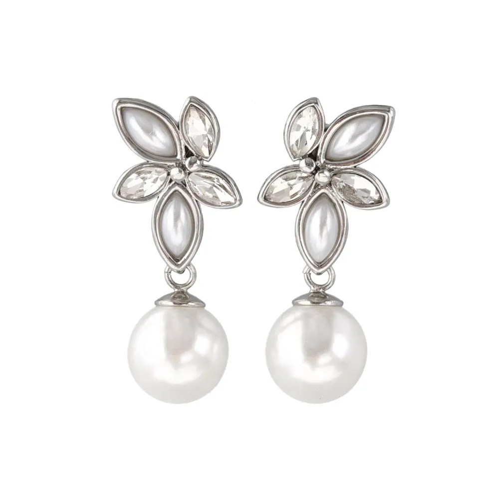 Marquise Ornate Pearl Drop Earrings