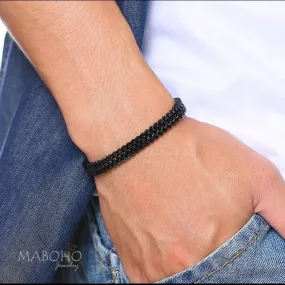 Men's Classic Black Stainless Steel Foxtail Bracelet