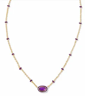 MINI ELISA GOLD ENAMEL NECKLACE IN PURPLE