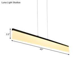 Modern LED Pendant Light for Office with Acrylic Shade - Black/Gold Ceiling Lamp, Warm/White/Natural Light - 39"/47" Wide