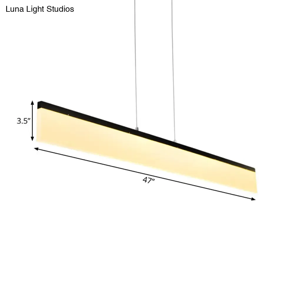 Modern LED Pendant Light for Office with Acrylic Shade - Black/Gold Ceiling Lamp, Warm/White/Natural Light - 39"/47" Wide