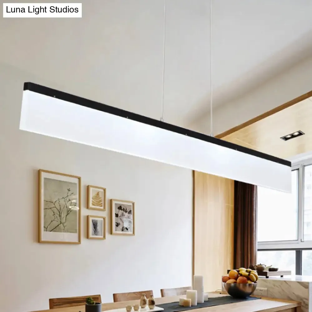 Modern LED Pendant Light for Office with Acrylic Shade - Black/Gold Ceiling Lamp, Warm/White/Natural Light - 39"/47" Wide