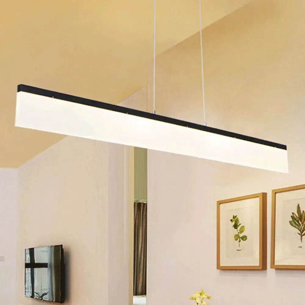 Modern LED Pendant Light for Office with Acrylic Shade - Black/Gold Ceiling Lamp, Warm/White/Natural Light - 39"/47" Wide