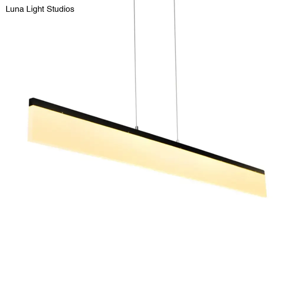 Modern LED Pendant Light for Office with Acrylic Shade - Black/Gold Ceiling Lamp, Warm/White/Natural Light - 39"/47" Wide