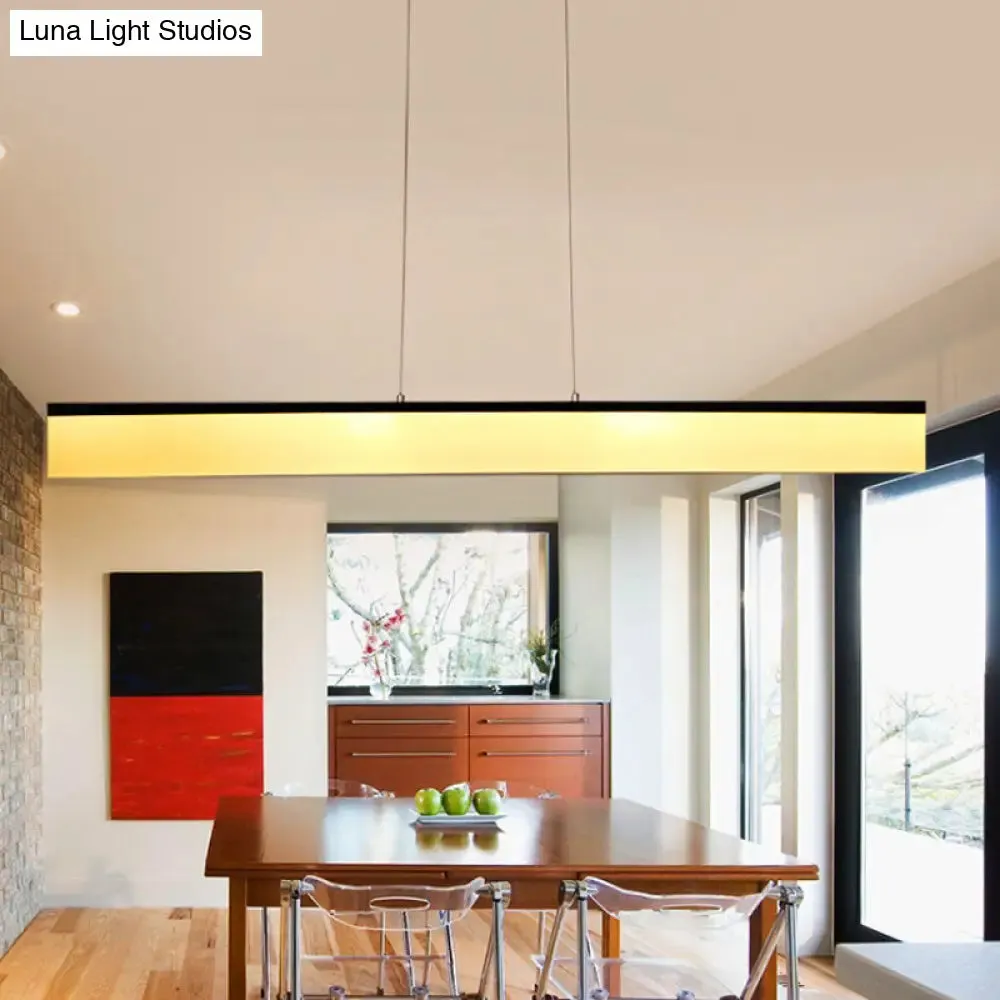 Modern LED Pendant Light for Office with Acrylic Shade - Black/Gold Ceiling Lamp, Warm/White/Natural Light - 39"/47" Wide