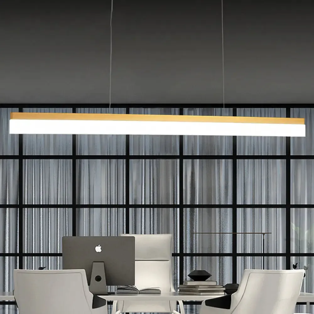 Modern LED Pendant Light for Office with Acrylic Shade - Black/Gold Ceiling Lamp, Warm/White/Natural Light - 39"/47" Wide