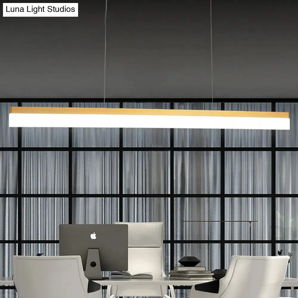 Modern LED Pendant Light for Office with Acrylic Shade - Black/Gold Ceiling Lamp, Warm/White/Natural Light - 39"/47" Wide