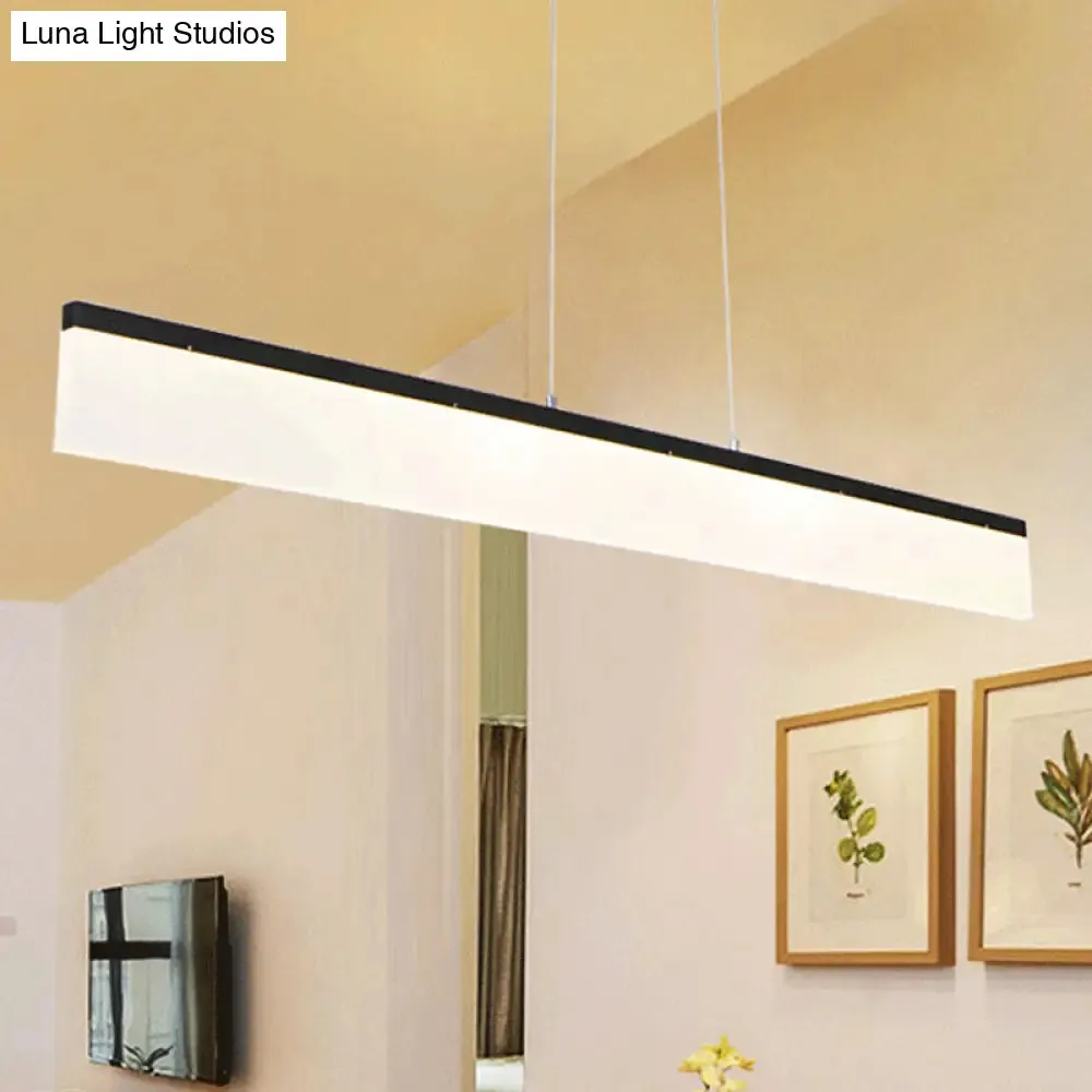 Modern LED Pendant Light for Office with Acrylic Shade - Black/Gold Ceiling Lamp, Warm/White/Natural Light - 39"/47" Wide