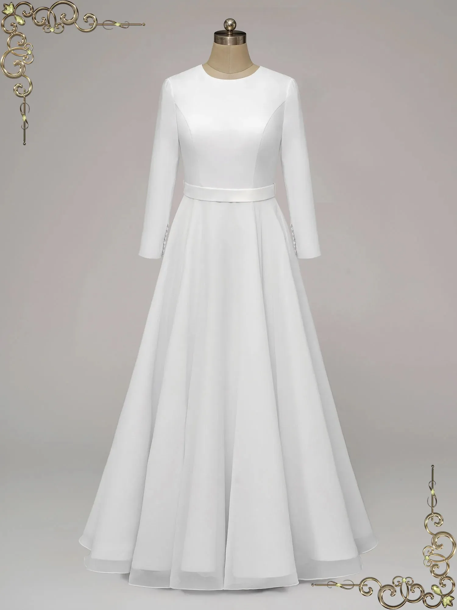 Modest Simple Long Sleeves Wedding Dress DORIA