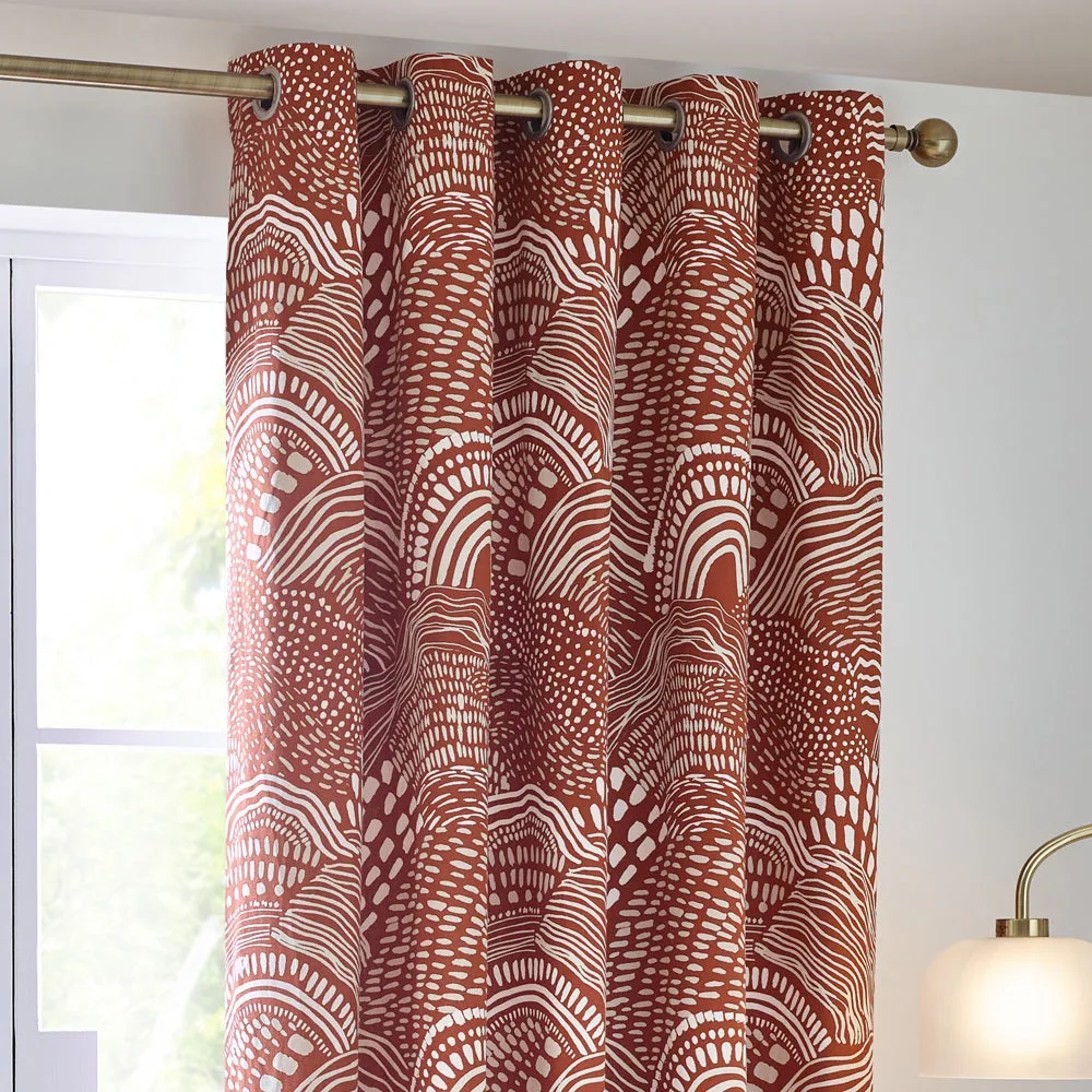 Nola Abstract Curtains Chestnut