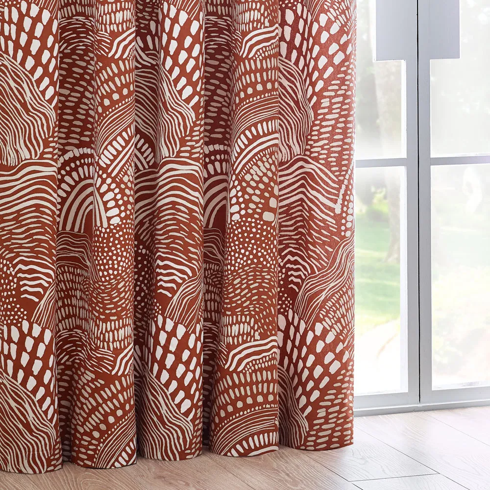 Nola Abstract Curtains Chestnut