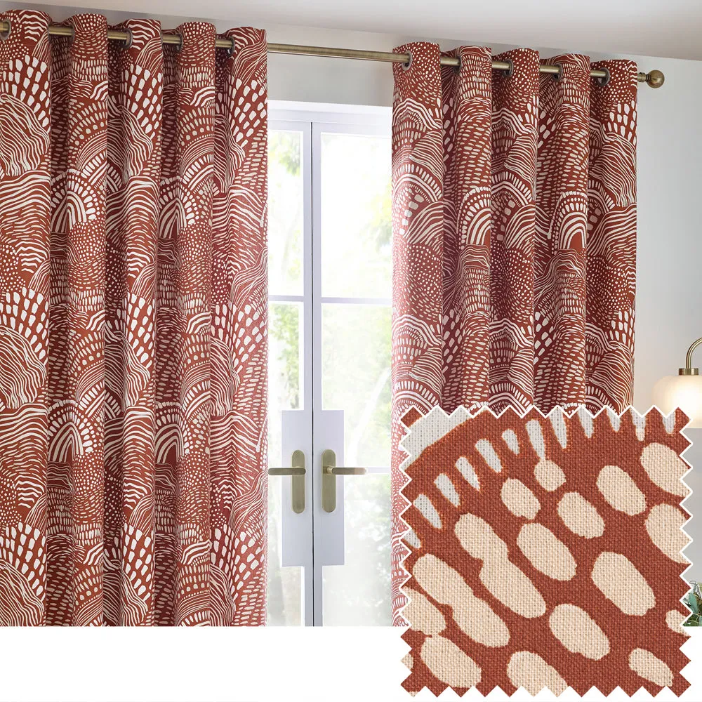 Nola Abstract Curtains Chestnut