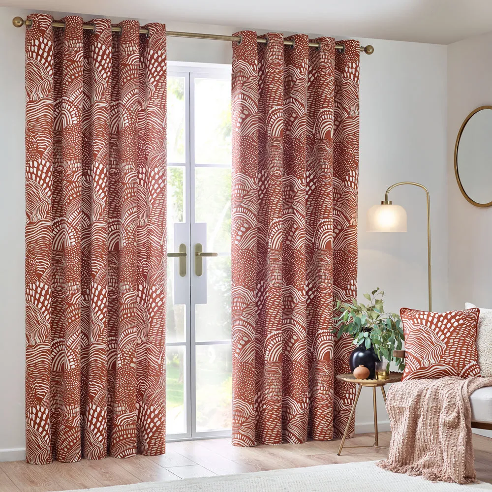 Nola Abstract Curtains Chestnut