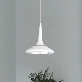 Nordic Aluminum White Funnel Pendant Light Fixture - Modern Single Bulb Suspension for Dining Room