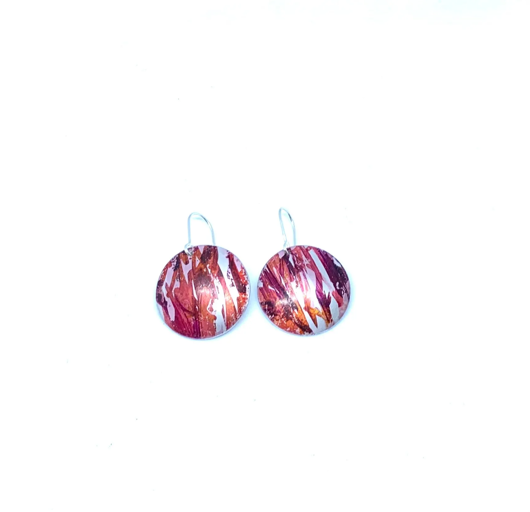 Orange /Red coloured seaweed inspired long earrings