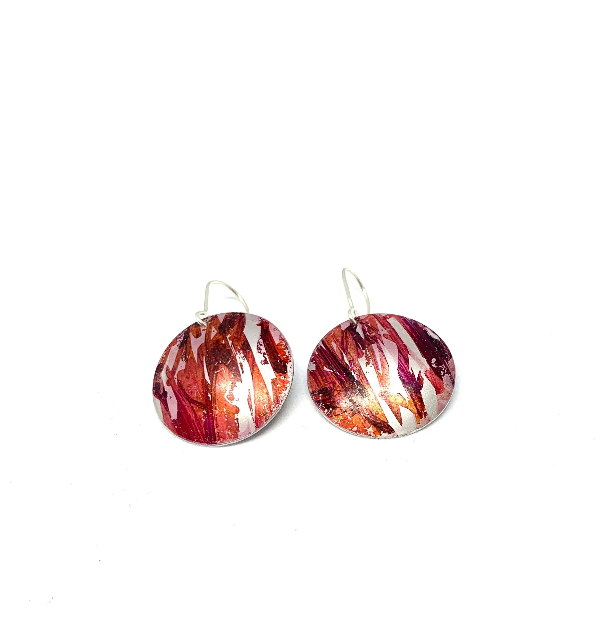 Orange /Red coloured seaweed inspired long earrings