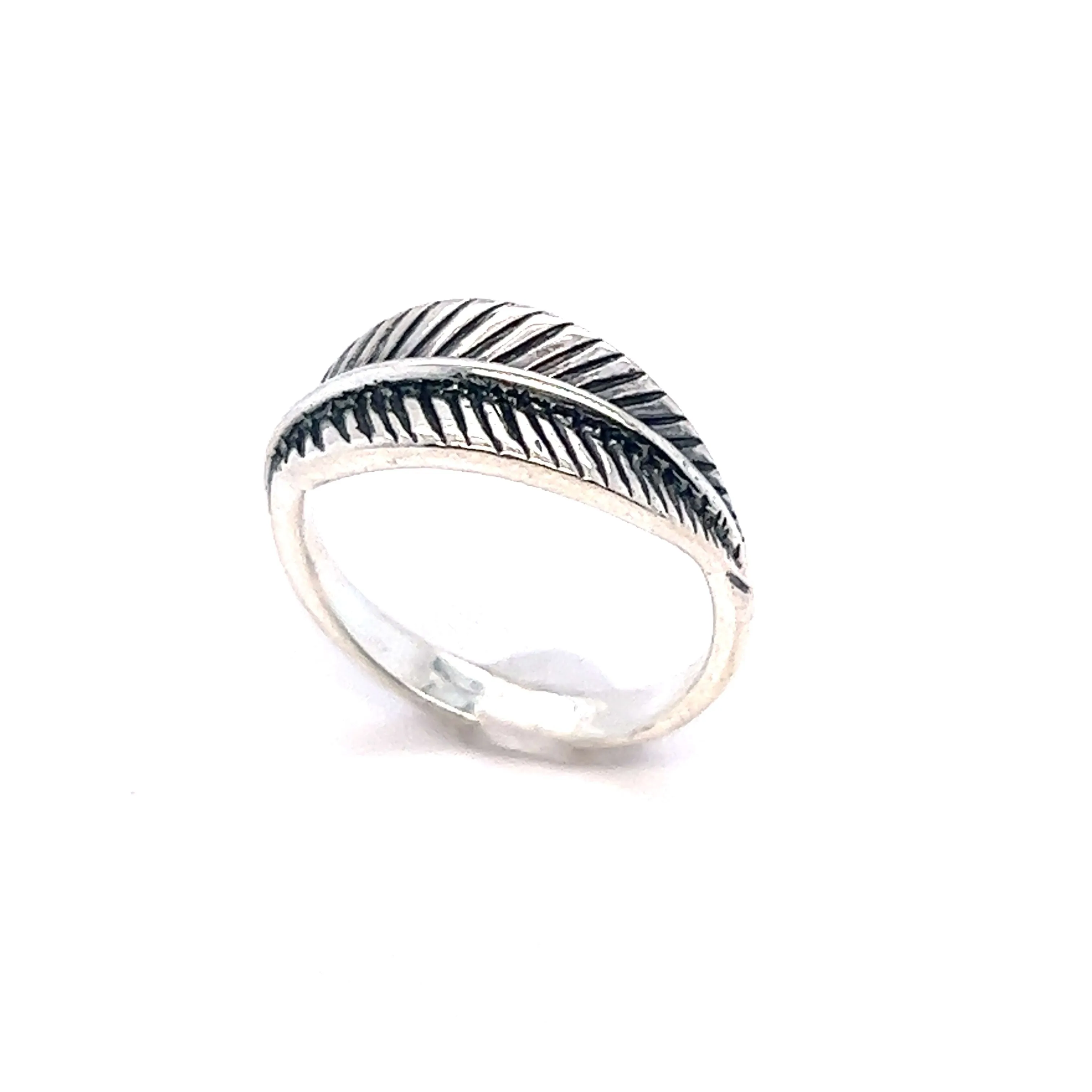 Oxidized Feather Ring