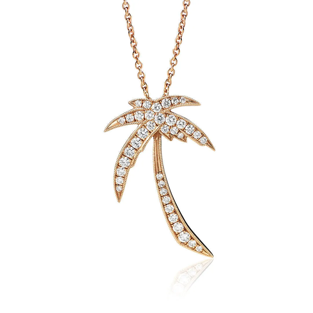 Palm Dream 18K Gold, Rosegold or Whitegold Necklace w. Diamonds