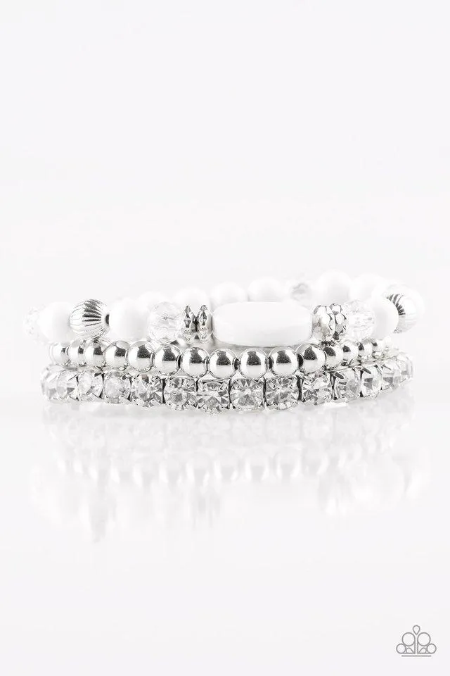 Paparazzi Bracelet ~ Modestly Madonna - White