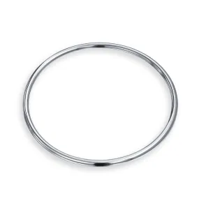 Plain Simple Sterling Silver Bangle Bracelet Set, 2-3MM, Round & Square Edges